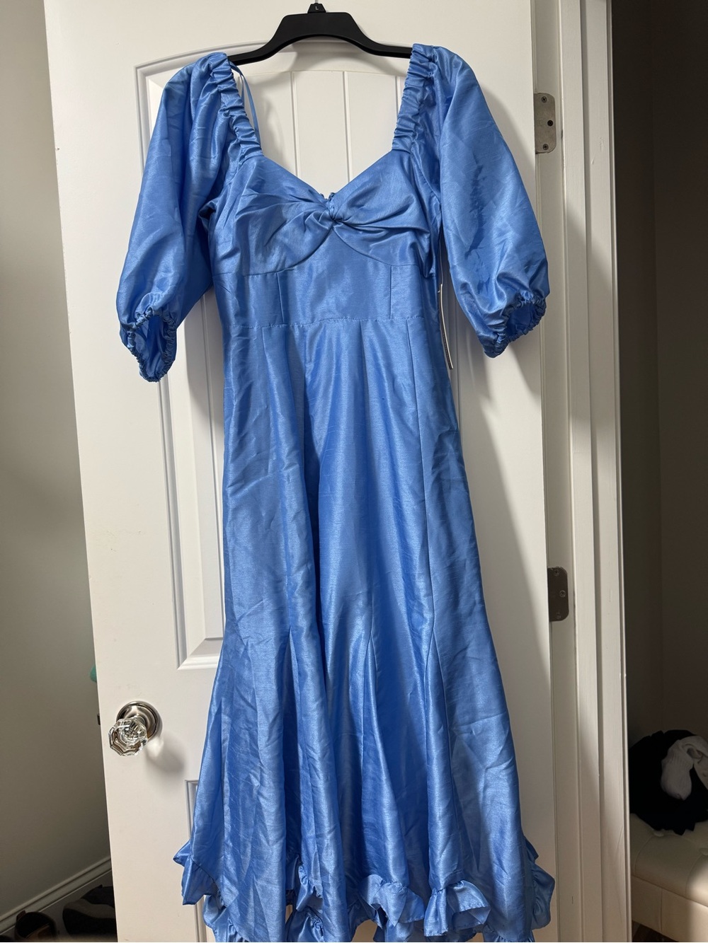 Anthropologie Hutch  Light Blue Puff-Sleeve Maxi Dress